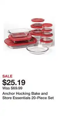Kohl's Anchor Hocking Bake and Store Essentials 20-Piece Set offer