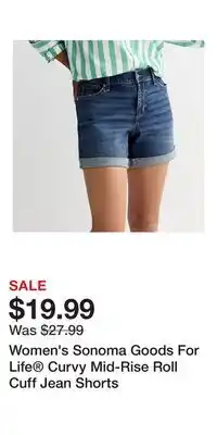 Kohl's Women's Sonoma Goods For Life Curvy Mid-Rise Roll Cuff Jean Shorts offer