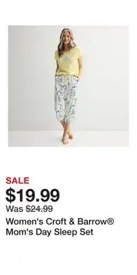 Kohl's Women's Croft & Barrow Mom's Day Sleep Set offer