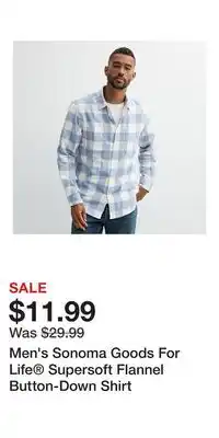Kohl's Men's Sonoma Goods For Life Supersoft Flannel Button-Down Shirt offer