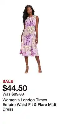 Kohl's Women's London Times Empire Waist Fit & Flare Midi Dress offer