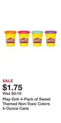 Kohl's Play-Doh 4-Pack of Sweet Themed Non-Toxic Colors 4-Ounce Cans offer