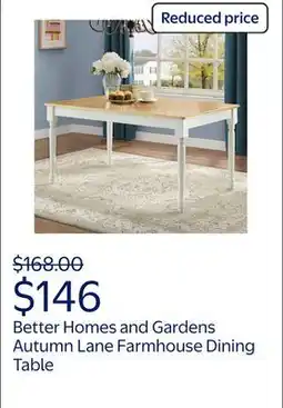 Walmart Better Homes and Gardens Autumn Lane Farmhouse Dining Table, White and Natural (Table only) offer