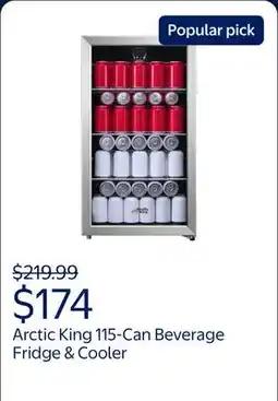 Walmart Arctic King 115-Can Beverage Fridge & Cooler, Stainless Steel Look, ARV115B1AST offer