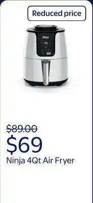 Walmart Ninja 4Qt Air Fryer, Nonstick Basket with Crisper Plate, 1550 Watts, White offer
