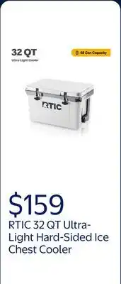 Walmart RTIC 32 QT Ultra-Light Hard-Sided Ice Chest Cooler, Fits 48 Cans, White & Grey offer