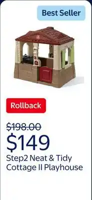 Walmart Step2 Neat & Tidy Cottage II Brown Playhouse Plastic Kids Outdoor Toy offer