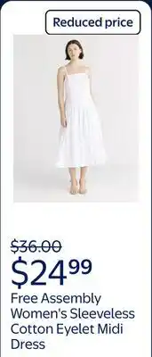 Walmart Free Assembly Women's and Women's Plus Sleeveless Cotton Eyelet Midi Dress offer