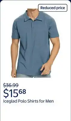 Walmart Iceglad Polo Shirts for Men Short Sleeve Soft Cotton Collared Shirt offer