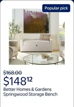 Walmart Better Homes & Gardens Springwood Storage Bench, Cream offer