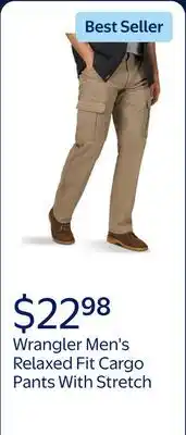 Walmart Wrangler Men's and Big Men's Relaxed Fit Cargo Pants With Stretch offer