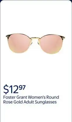 Walmart Foster Grant Women's Round Rose Gold Adult Sunglasses offer