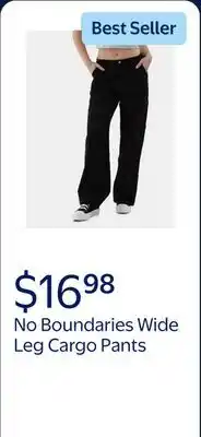 Walmart No Boundaries Wide Leg Cargo Pants, 31.5'' Inseam, Women's offer