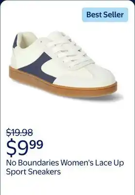 Walmart No Boundaries Women's Lace Up Sport Sneakers, Wide Width Available offer