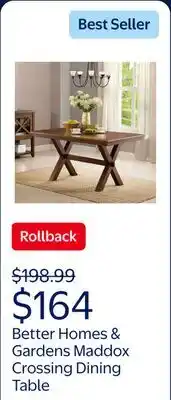 Walmart Better Homes & Gardens Maddox Crossing Dining Table, Brown Finish offer