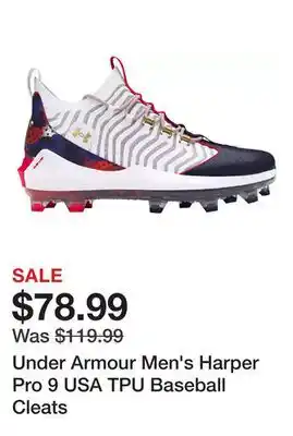 Dick's Sporting Goods Under Armour Men's Harper Pro 9 USA TPU Baseball Cleats offer