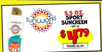 Ollie's Sunworks 5.5 OZ. SPORT SUNSCREEN offer