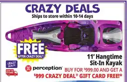 Ocean State Job Lot Perception Hangtime 11.0 Recreational Kayak Mystic offer