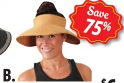 Ocean State Job Lot Wide Brim Roll-Up Straw Sun Visor offer