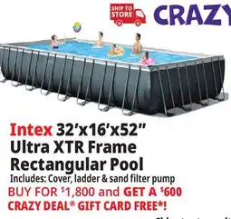 Ocean State Job Lot Intex 32' x 16' x 52 Ultra XTR Frame Rectangular Pool Set with Sand Filter Pump offer