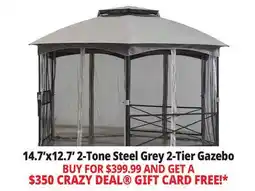 Ocean State Job Lot Sunjoy 2-Tone Steel Gazebo with 2-Tier Dome Roof 14.7' x 12.7' Gray offer