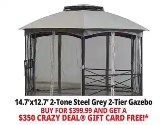 Ocean State Job Lot Sunjoy 2-Tone Steel Gazebo with 2-Tier Dome Roof 14.7' x 12.7' Gray offer