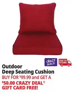 Ocean State Job Lot OutdoorLiving Furnishings Acrylic Deep Seat Patio Cushion with 3M Scotchgard Red offer