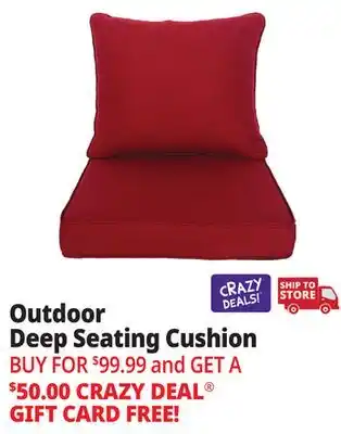 Ocean State Job Lot OutdoorLiving Furnishings Acrylic Deep Seat Patio Cushion with 3M Scotchgard Red offer