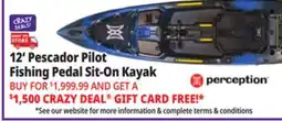 Ocean State Job Lot Perception Pescador Pilot 12.0 Fishing Pedal Kayak Sonic Camo offer