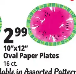 Ocean State Job Lot 10x12 Oval Paper Plates offer
