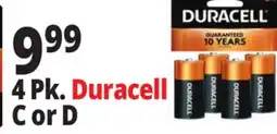 Ocean State Job Lot 4 Pk. Duracell C or D offer