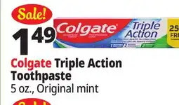 Ocean State Job Lot Colgate Triple Action Toothpaste offer