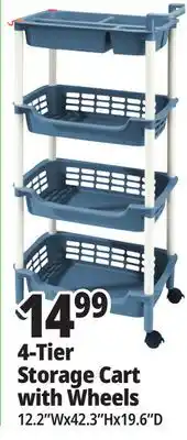 Ocean State Job Lot 4-Tier Storage Cart with Wheels offer