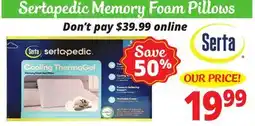 Ocean State Job Lot Sertapedic Memory Foam Pillows offer