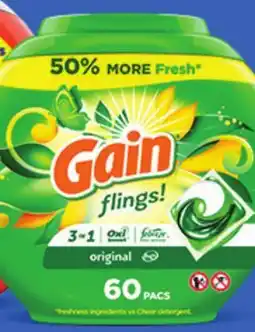 Ocean State Job Lot Gain Flings Oxi Boost and Febreze Original Scent Laundry Detergent Pacs 60 Count offer