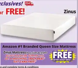Ocean State Job Lot Zinus 10 Green Tea Memory Foam Mattress Queen offer