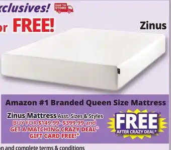 Ocean State Job Lot Zinus 10 Green Tea Memory Foam Mattress Queen offer