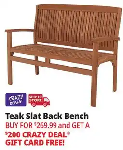 Ocean State Job Lot Teak Slat Back Bench offer