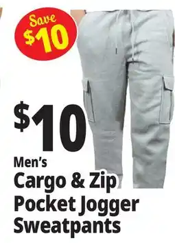 Ocean State Job Lot Men's Cargo & Zip Pocket Jogger Sweatpants offer