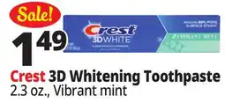 Ocean State Job Lot Crest 3D Whitening Toothpaste offer