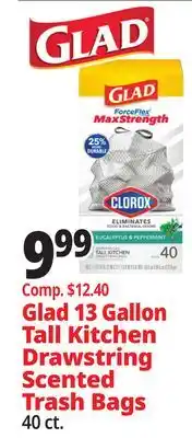 Ocean State Job Lot Glad 13 Gallon Tall Kitchen Drawstring Scented Trash Bags offer