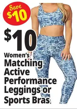 Ocean State Job Lot Women's Matching Active Performance Leggings or Sports Bras offer