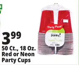 Ocean State Job Lot 50 Ct., 18 Oz. Red or Neon Party Cups offer