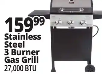 Ocean State Job Lot Stainless Steel 3 Burner Gas Grill offer