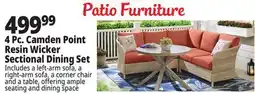 Ocean State Job Lot Hampton Bay Camden Point Resin Wicker Sectional Dining 4-Piece Set Tan/Orange offer