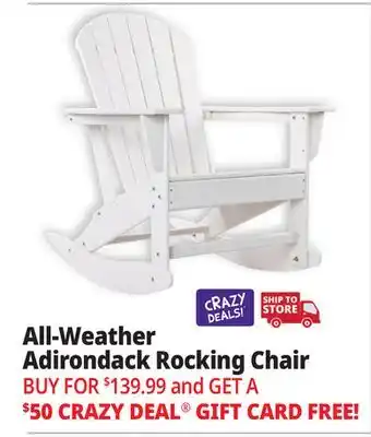 Ocean State Job Lot All-Weather Adirondack Rocking Chair White offer