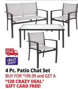 Ocean State Job Lot 4-Piece Patio Chat Set Gray offer