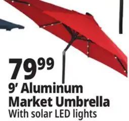 Ocean State Job Lot 9' Aluminum Market Umbrella with Solar LED Lights offer