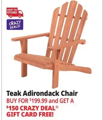 Ocean State Job Lot Teak Adirondack Chair offer