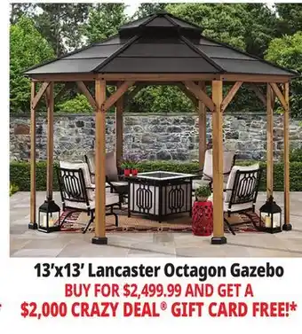 Ocean State Job Lot Lancaster 13' x 13' Octagon Cedar Hardtop Gazebo offer